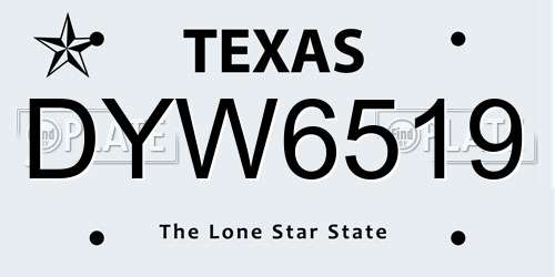 DYW6519 Texas License Plate