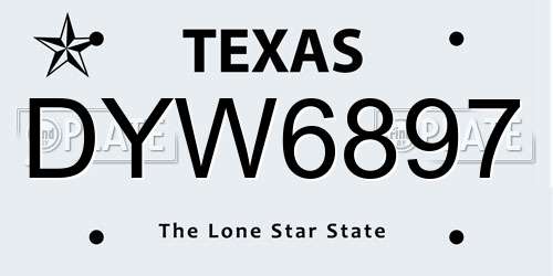 DYW6897 Texas License Plate