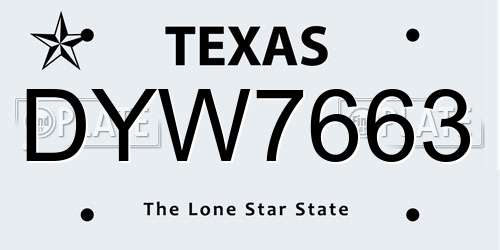 DYW7663 Texas License Plate