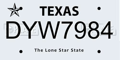 DYW7984 Texas License Plate