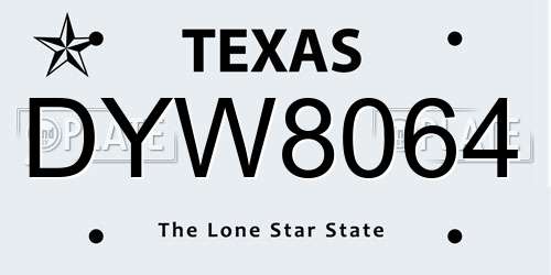 DYW8064 Texas License Plate