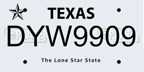 DYW9909 Texas License Plate
