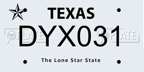 DYX031 Texas License Plate