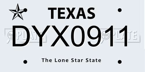 DYX0911 Texas License Plate