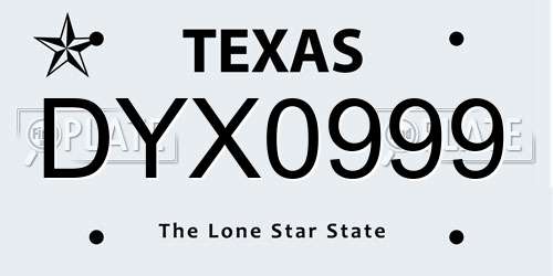 DYX0999 Texas License Plate