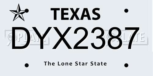 DYX2387 Texas License Plate