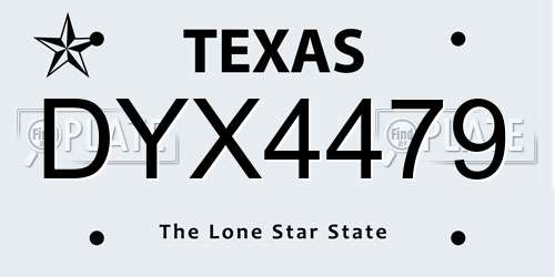 DYX4479 Texas License Plate