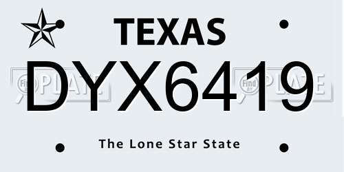 DYX6419 Texas License Plate