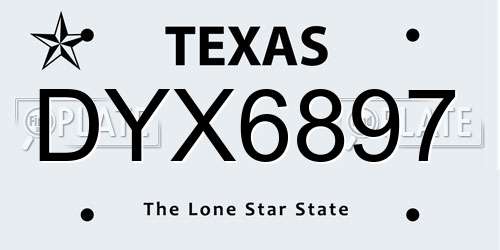 DYX6897 Texas License Plate