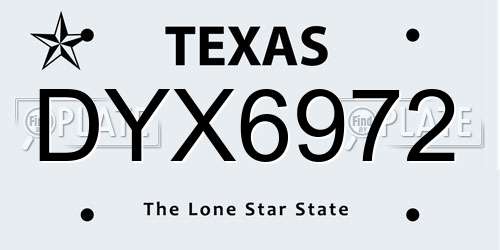 DYX6972 Texas License Plate