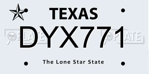 DYX771 Texas License Plate