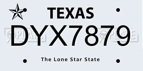 DYX7879 Texas License Plate