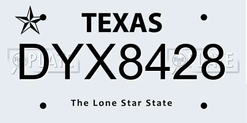 DYX8428 Texas License Plate