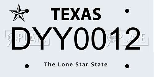 DYY0012 Texas License Plate