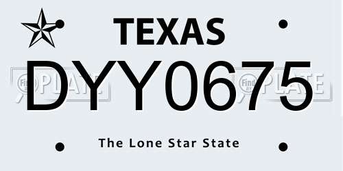 DYY0675 Texas License Plate