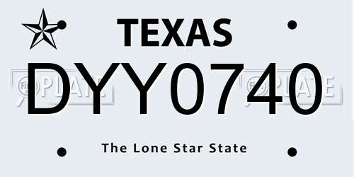 DYY0740 Texas License Plate