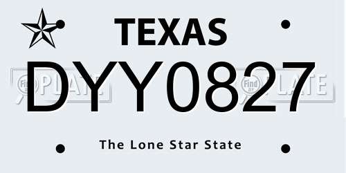 DYY0827 Texas License Plate