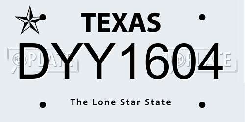 DYY1604 Texas License Plate