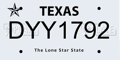 DYY1792 Texas License Plate
