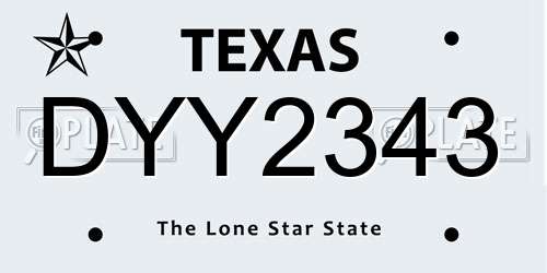DYY2343 Texas License Plate