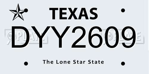 DYY2609 Texas License Plate