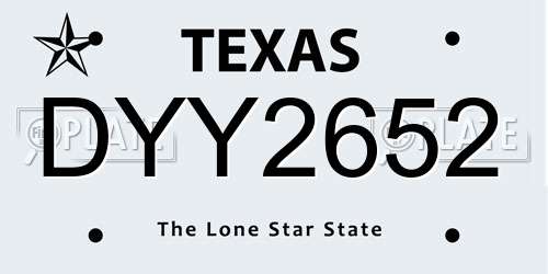 DYY2652 Texas License Plate