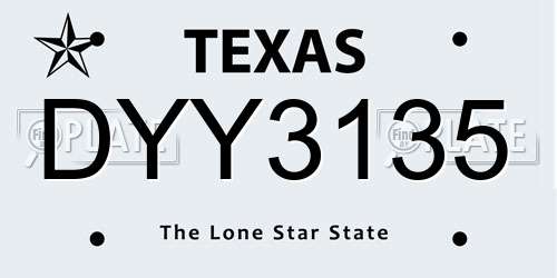 DYY3135 Texas License Plate