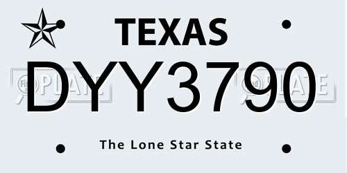 DYY3790 Texas License Plate