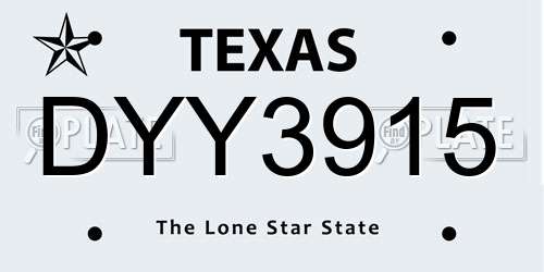 DYY3915 Texas License Plate