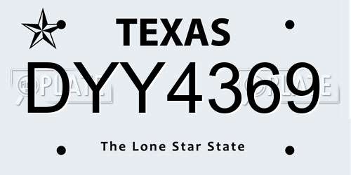 DYY4369 Texas License Plate