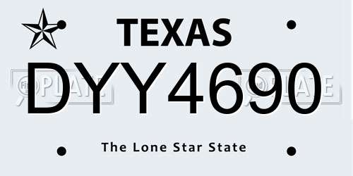 DYY4690 Texas License Plate