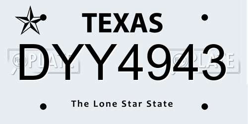 DYY4943 Texas License Plate