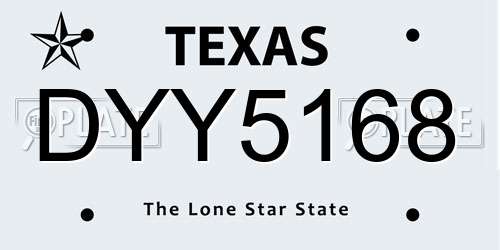 DYY5168 Texas License Plate