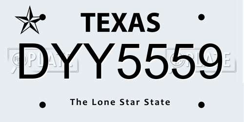 DYY5559 Texas License Plate