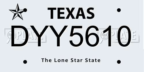 DYY5610 Texas License Plate