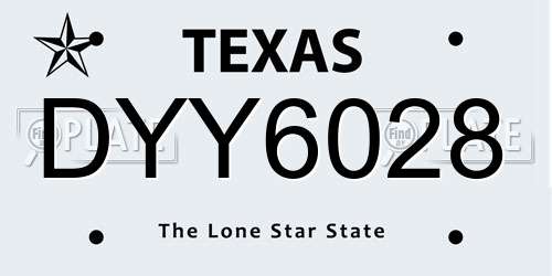 DYY6028 Texas License Plate
