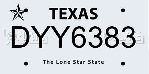 DYY6383 Texas License Plate