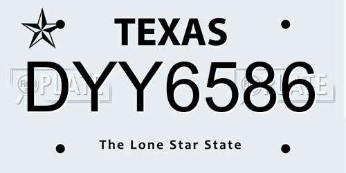 DYY6586 Texas License Plate