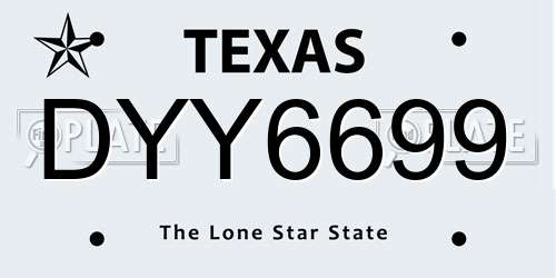DYY6699 Texas License Plate