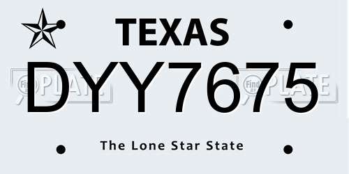 DYY7675 Texas License Plate