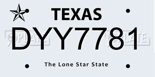 DYY7781 Texas License Plate