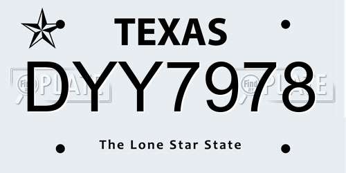DYY7978 Texas License Plate