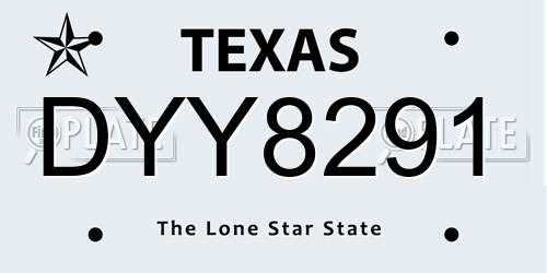 DYY8291 Texas License Plate
