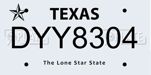 DYY8304 Texas License Plate