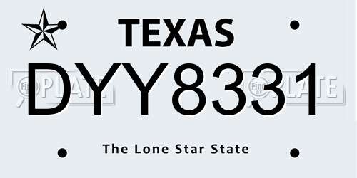 DYY8331 Texas License Plate