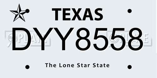 DYY8558 Texas License Plate