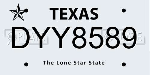 DYY8589 Texas License Plate