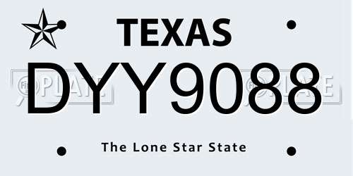 DYY9088 Texas License Plate