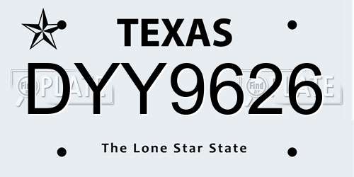 DYY9626 Texas License Plate