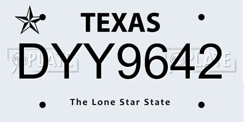 DYY9642 Texas License Plate